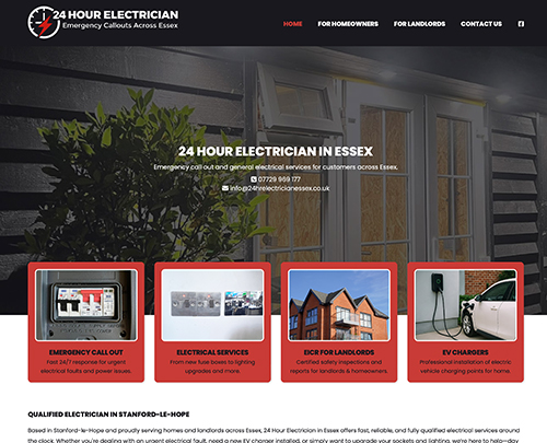 24 Hour Electrician In Essex - Paperback Designs Website Portfolio