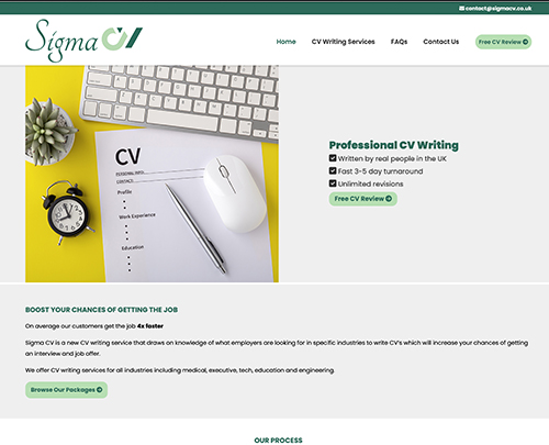 Sigma CV  - Paperback Designs Website Portfolio